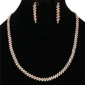 Nwt:  Gold Plated, Clear Crystal Tennis Necklace